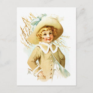 Maud Humphrey: Spring Girl under Willow Catkin Postcard