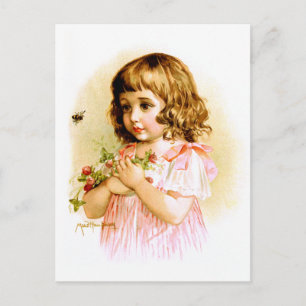 Maud Humphrey: Summer Girl with Flowers and Bee Postcard