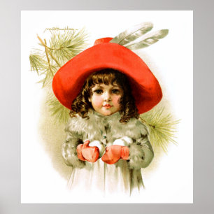 Maud Humphrey: Winter Girl with Snowballs Poster