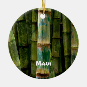 Maui Bamboo and Painted Trees Ceramic Tree Decoration