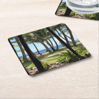 Maui Beach Hawaii Palm Trees Square Paper Coaster