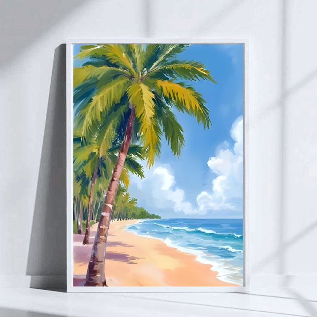 Maui Beach Palm Trees Hawaii Painting Poster (Creator Uploaded)