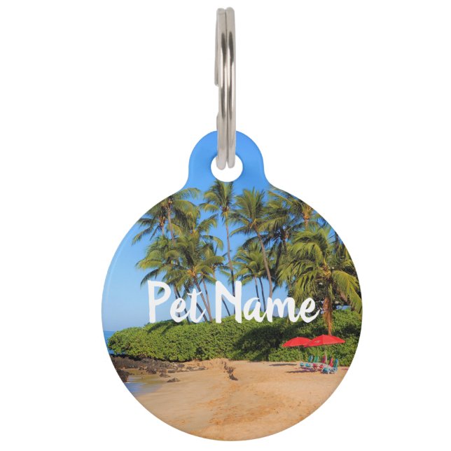 Maui Beach Umbrellas Pet Tag (Front)