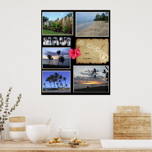 Maui Collage with Your Photos and Date Poster