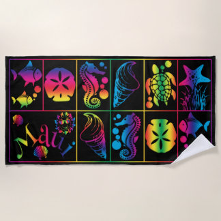 Maui colourful sea life beach towel
