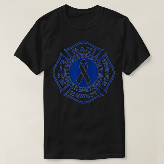 Maui Fire Department Blue on Pink  T-Shirt (Design Front)