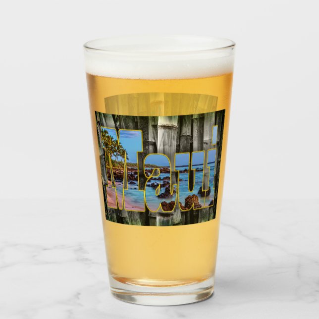 Maui graphics and the Bamboo Forest, Beer Glass (Front Filled)
