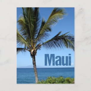 Maui Hawaii Beautiful Ocean Palm Tree Postcard