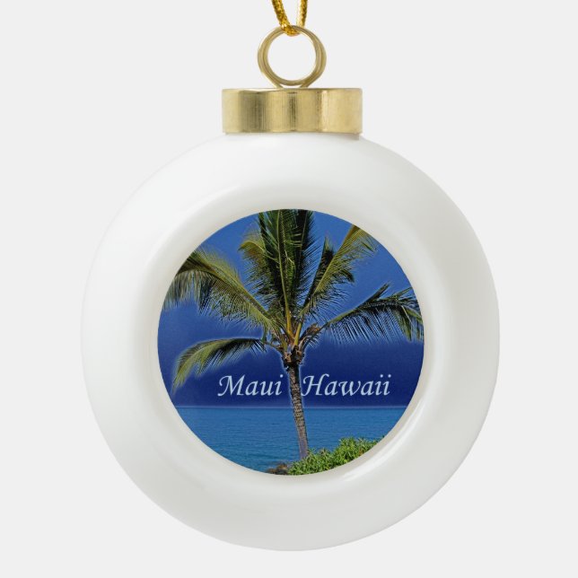 Maui Hawaii Commemorative Ceramic Ball Christmas Ornament (Front)