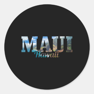 Maui Hawaii Hawaiian Islands Surf Surfing Surfer Classic Round Sticker