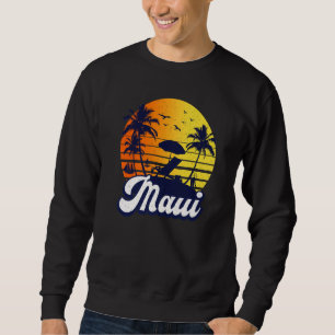 Maui Hawaii Hawaiian Sunset Beach Retro Premium Sweatshirt