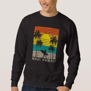Maui Hawaii HI Beach Surfer Girl Surfing Palm Tree Sweatshirt