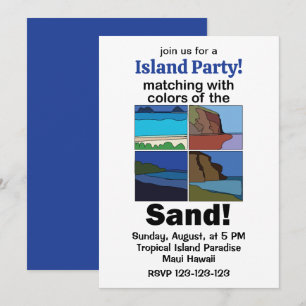 Maui Hawaii Matching Colours Of Sand Island Party Invitation