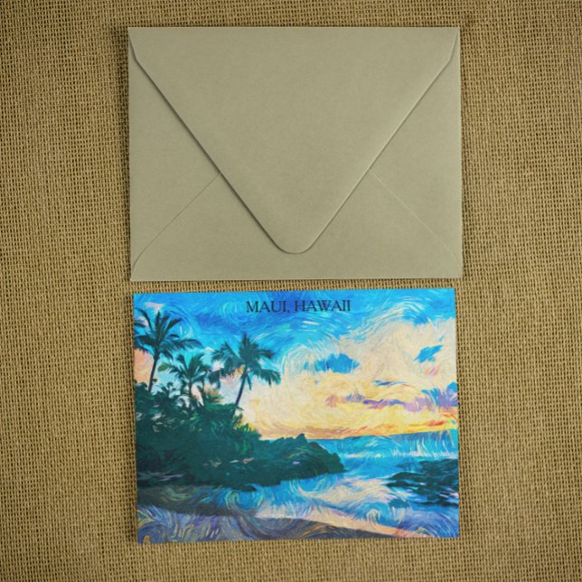 Maui Hawaii Oil Paint Illustration travel Postcard (Maui Hawaii Oil Paint Illustration travel Postcard)