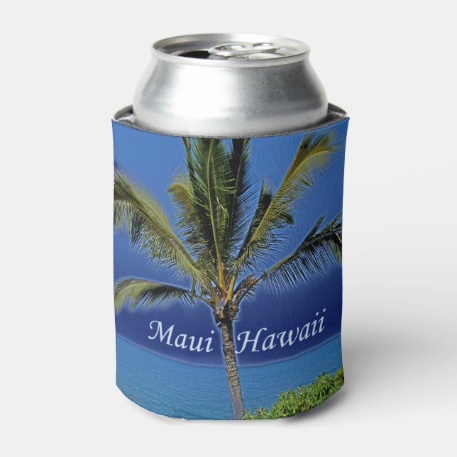 Maui Hawaii Palm Tree Ocean Photography Can Cooler (Can Front)