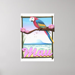 Maui Hawaii parrot tropical travel poster Canvas Print