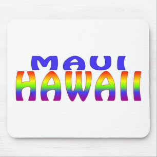 Maui Hawaii rainbow words mousepad