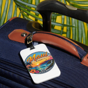 Maui Hawaii Retro Travel Logo Luggage Tag