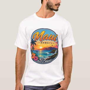 Maui Hawaii Retro Travel Logo T-Shirt