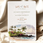 Maui Hawaii Save The Date Destination Wedding Invitation<br><div class="desc">Celebrate your upcoming Maui wedding in style with these stunning "Save the Date" cards. These beautifully designed cards feature the breathtaking landscapes of Hawaii, capturing the essence of Maui's natural beauty. The front of the card showcases a stunning beach scene with crystal-clear turquoise waters and a lush tropical backdrop. The...</div>