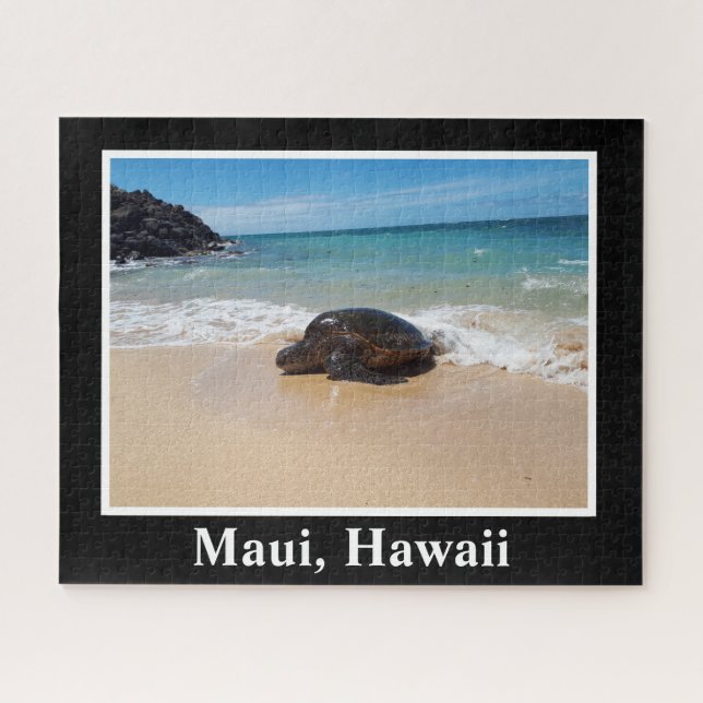 Maui Hawaii Sea Turtle Picture Image Nature Ocean Jigsaw Puzzle (Horizontal)