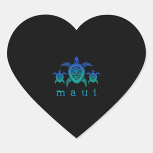 Maui Hawaii Sea Turtles Hawaiian Scuba Diving Heart Sticker