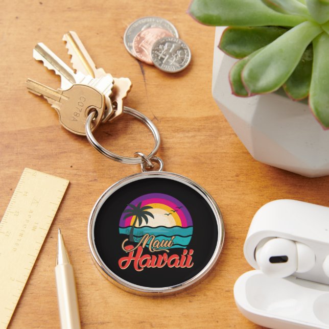 Maui Hawaii Sunset Beach Waves Key Ring (Desk)