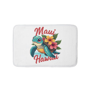 Maui Hawaii T Shirt Girl Women Kids Sea Turtle Haw Bath Mat