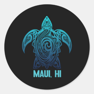 Maui Hawaii Tribal Sea Turtle Hawaiian Surfer Scub Classic Round Sticker