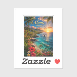 Maui Hawaii Tropical Coastline Travel Poster
