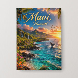 Maui Hawaii Tropical Coastline Travel Poster