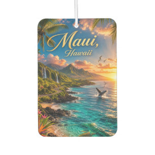 Maui Hawaii Tropical Coastline Travel Poster Car Air Freshener