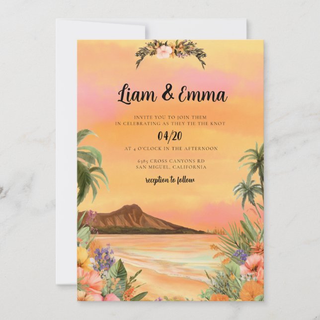 Maui Hawaii Tropical Destination Wedding Invitation (Front)