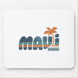 Maui Hawaii Vintage Surf Beach Surfing 70's Retro Mouse Pad