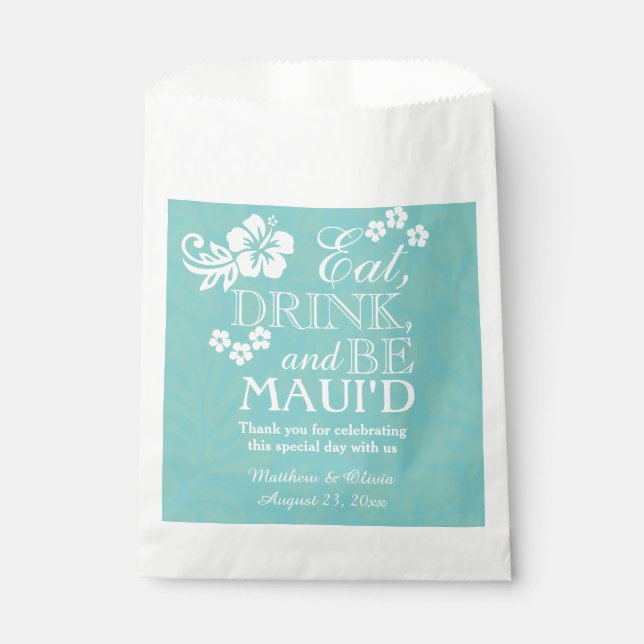 Maui Hawaii Wedding Candy Bar Buffet Thank You Favour Bags (Front)
