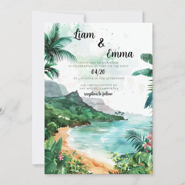 Maui Hawaii Wedding Invitation destination wedding (Front)