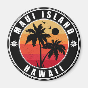 Maui Island Hawaii Retro Palm Trees 60s Souvenirs Magnet