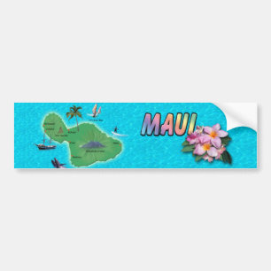 Maui Map Bumper Sticker