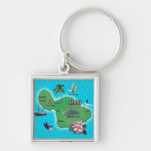 Maui Map Key Ring