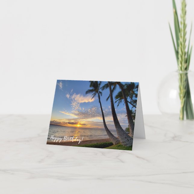 Maui Palm Trees and Sunset Card (Front)