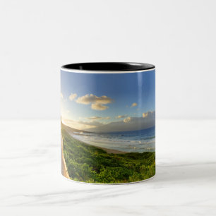 Maui. Path to sunset. Oneloa Beach. Two-Tone Coffee Mug