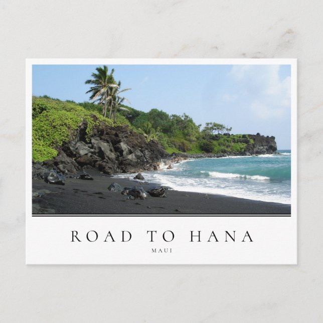 Maui Road to Hana black sand beach, Hawaii Postcard (Front)
