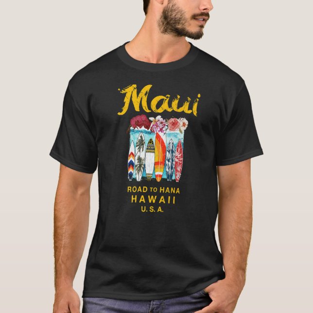 Maui Road to Hana Surfing Hawaiian T-Shirt (Front)