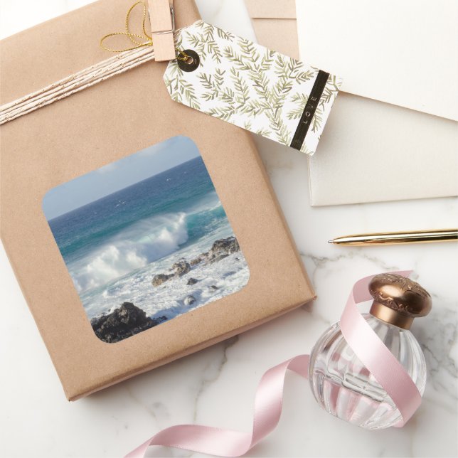 Maui Shoreline Waves – Ocean Square Sticker (Gifting)