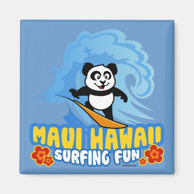 Maui Surfing Panda Magnet (Front)