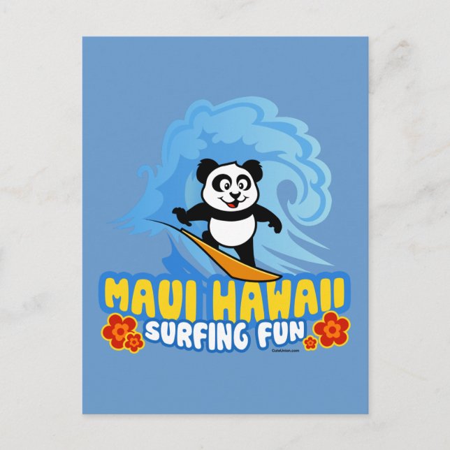 Maui Surfing Panda Postcard (Front)