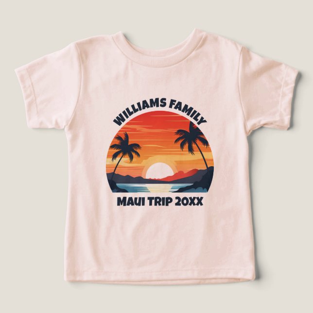 Maui Vacation Sunrise Palm Trees Personalised (Design Front)