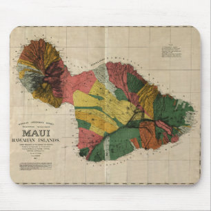 Maui - Vintage Antiquarian Hawaii Survey Map, 1885 Mouse Pad