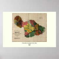 Maui - Vintage Antiquarian Hawaii Survey Map, 1885