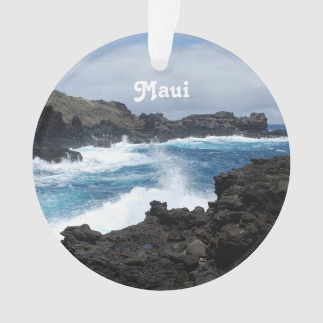 Maui Waves Crashing Ornament (Front)